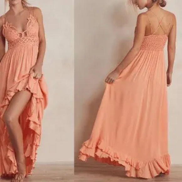 Free People Dresses & Skirts - NWT Free People Adella Maxi Slip Dress in Pretty Peach